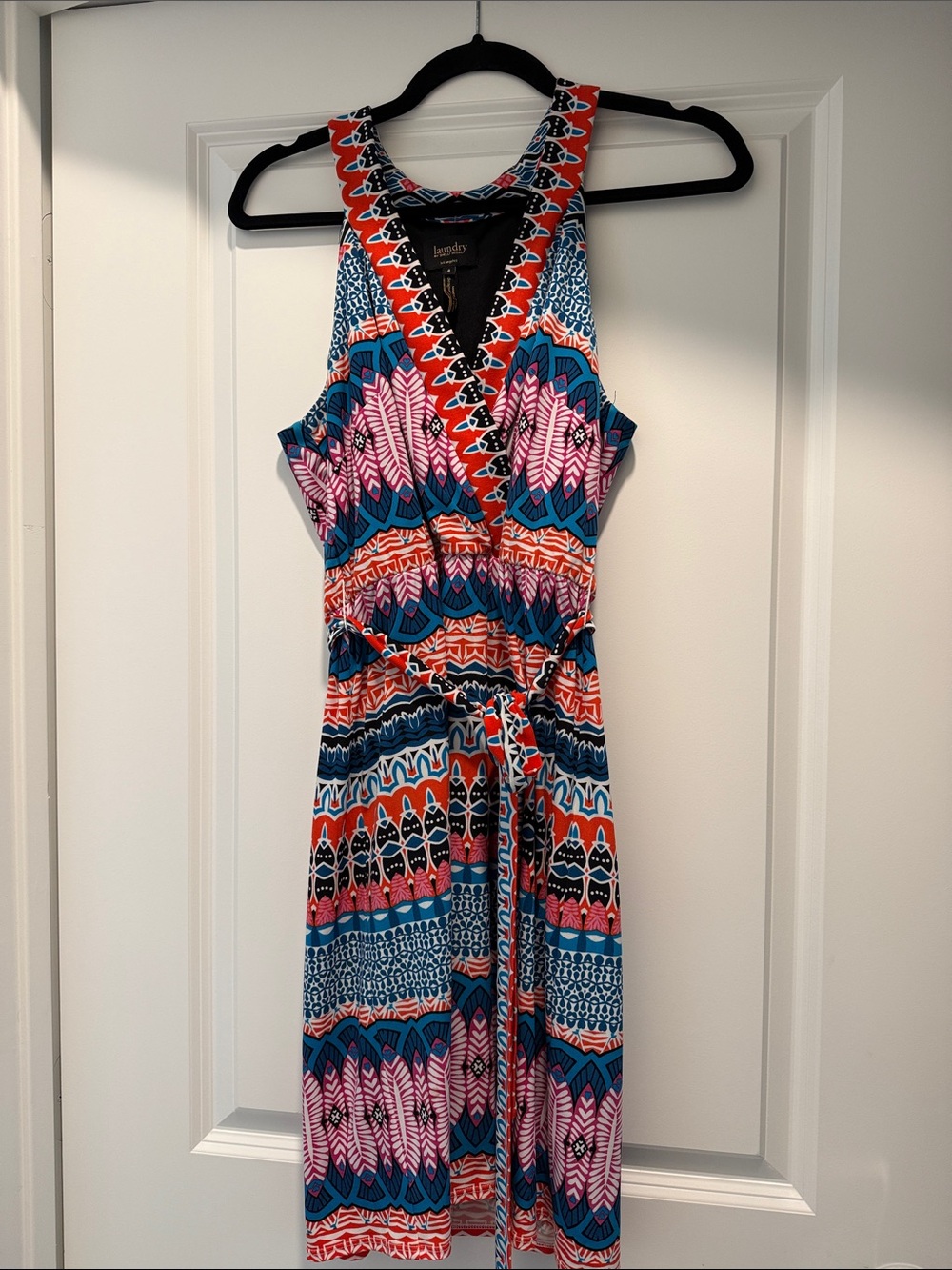 Laundry by Shelli Segal Wrapped V-Neck Sleeveless Dress in Multicolor by Laundry